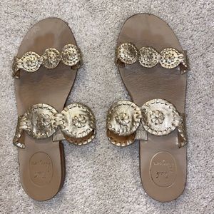 Jack Rogers Two-Strap Platinum Gold Sandals